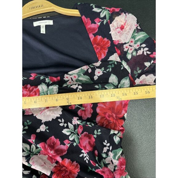 Maurices Top Womens S Black Sheer Floral Ruched Sweetheart Y2K Babydoll Romantic - Picture 7 of 8